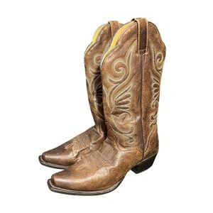 J.B. DILLON Women's Western Cowboy Brown Leather Boots JBW2305 Size 8.5B Rodeo